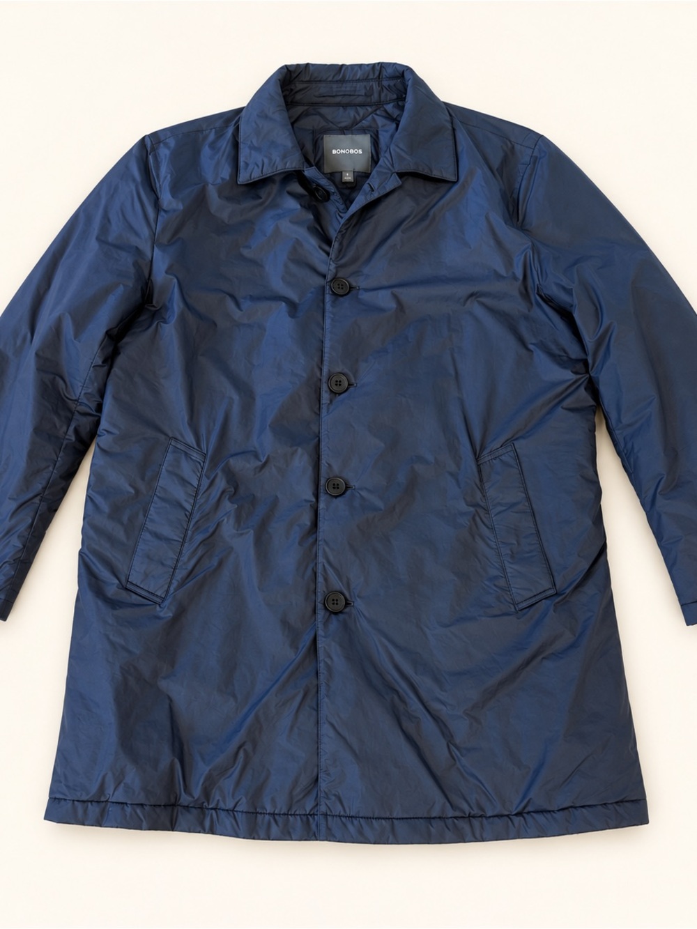 Bonobos Navy Blue Quilted Lined Mac Car Coat Men’s Large
